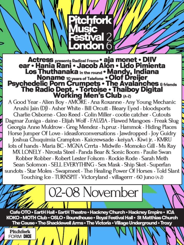 lineup for Pitchfork music festival 2026